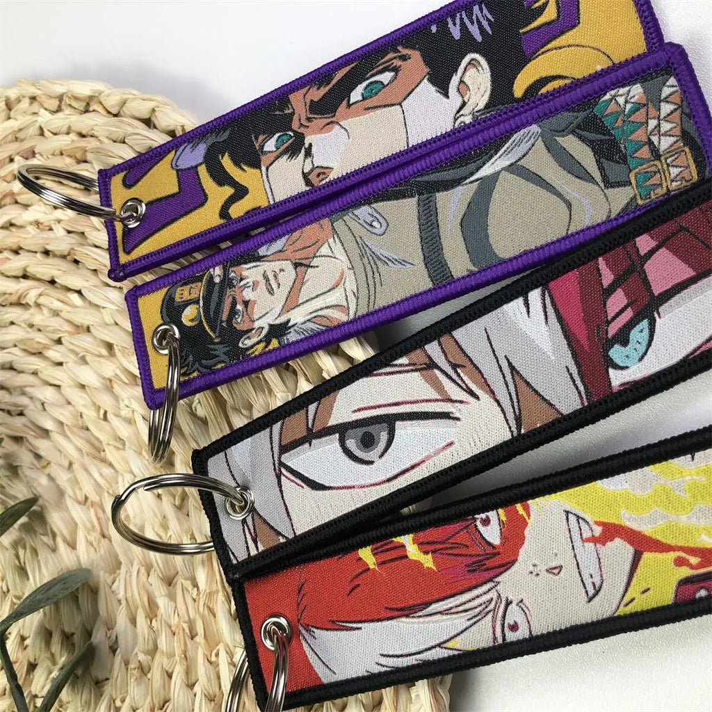 Anime Embroidery Jet Key Tag Comic Key chain Key Fobs Cartoon Keychains Accessories For Motorcycles Key ring wholesale Pendant