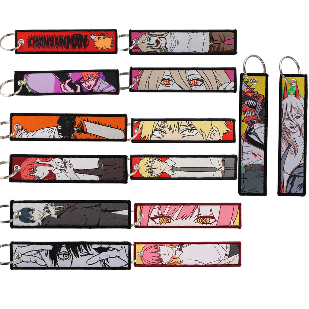 Popular Anime Character Embroidery Keychain Cool Cartoon Key Tag Motorcycles Cars Backpack Chaveiro Fashion Keyring Friend Gifts