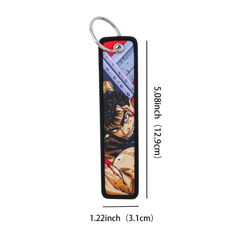 Anime JOJO's Bizarre Adventure Embroidery Keychain – Woven Fabric Pendant, Decorative Key Chain for Bags, Business Gift for Fans