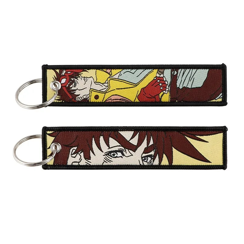 Anime JOJO's Bizarre Adventure Embroidery Keychain – Woven Fabric Pendant, Decorative Key Chain for Bags, Business Gift for Fans