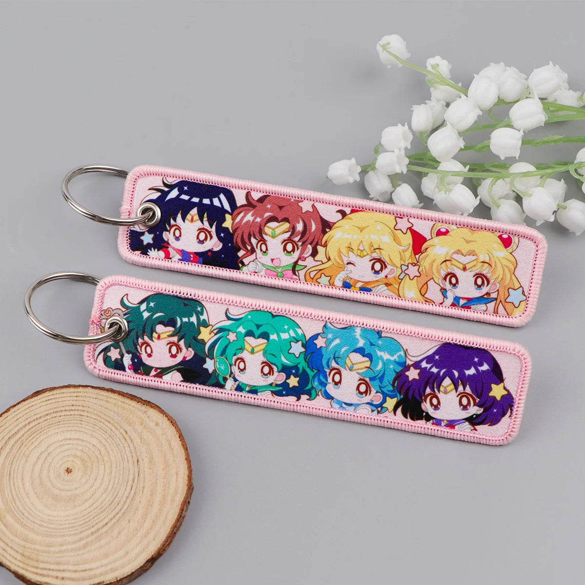 Popular Anime Character Embroidery Keychain Cool Cartoon Key Tag Motorcycles Cars Backpack Chaveiro Fashion Keyring Friend Gifts