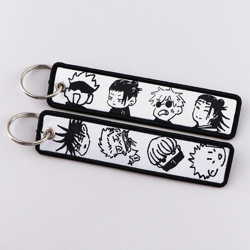 Anime Embroidery Key Fobs Manga Key Tags Keychains for Women Men Car Keyring Cosplay Accessories Chaveiro Fans Gift