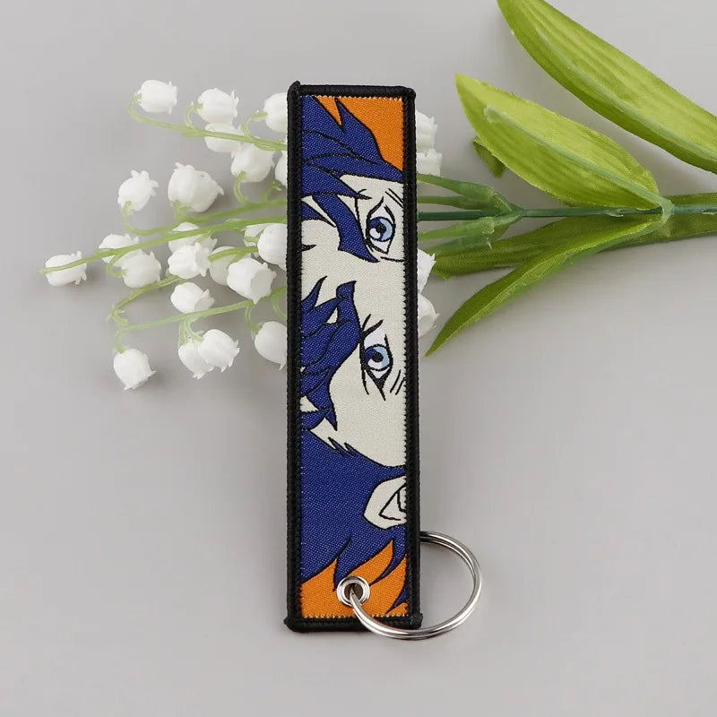 Anime JOJO's Bizarre Adventure Embroidery Keychain – Woven Fabric Pendant, Decorative Key Chain for Bags, Business Gift for Fans