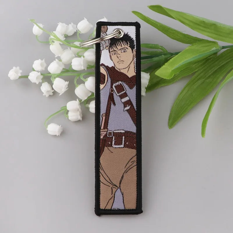 Anime JOJO's Bizarre Adventure Embroidery Keychain – Woven Fabric Pendant, Decorative Key Chain for Bags, Business Gift for Fans