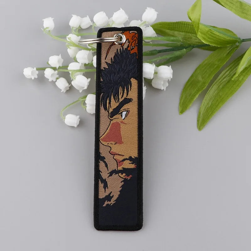 Anime JOJO's Bizarre Adventure Embroidery Keychain – Woven Fabric Pendant, Decorative Key Chain for Bags, Business Gift for Fans