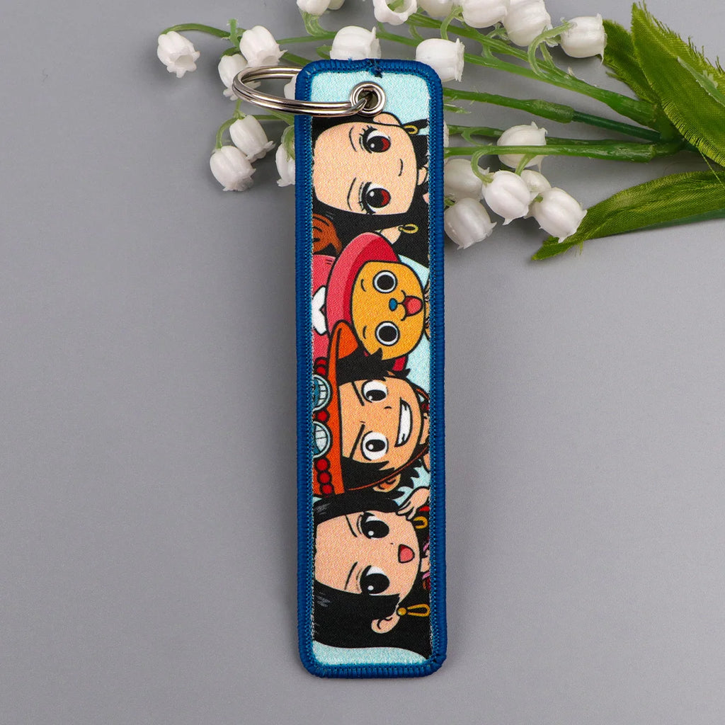 Popular Anime Character Embroidery Keychain Cool Cartoon Key Tag Motorcycles Cars Backpack Chaveiro Fashion Keyring Friend Gifts