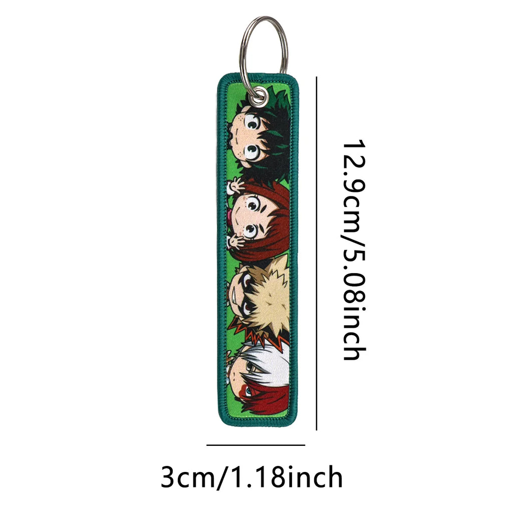 Popular Anime Character Embroidery Keychain Cool Cartoon Key Tag Motorcycles Cars Backpack Chaveiro Fashion Keyring Friend Gifts