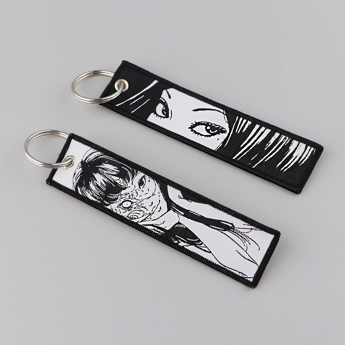 Japanese Horror Anime Keychain for Motorcycles Cars Key Fobs Embroidery Key Ring  Key Tag for Men Women Accessories