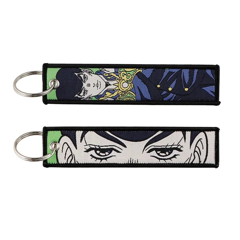 Anime JOJO's Bizarre Adventure Embroidery Keychain – Woven Fabric Pendant, Decorative Key Chain for Bags, Business Gift for Fans
