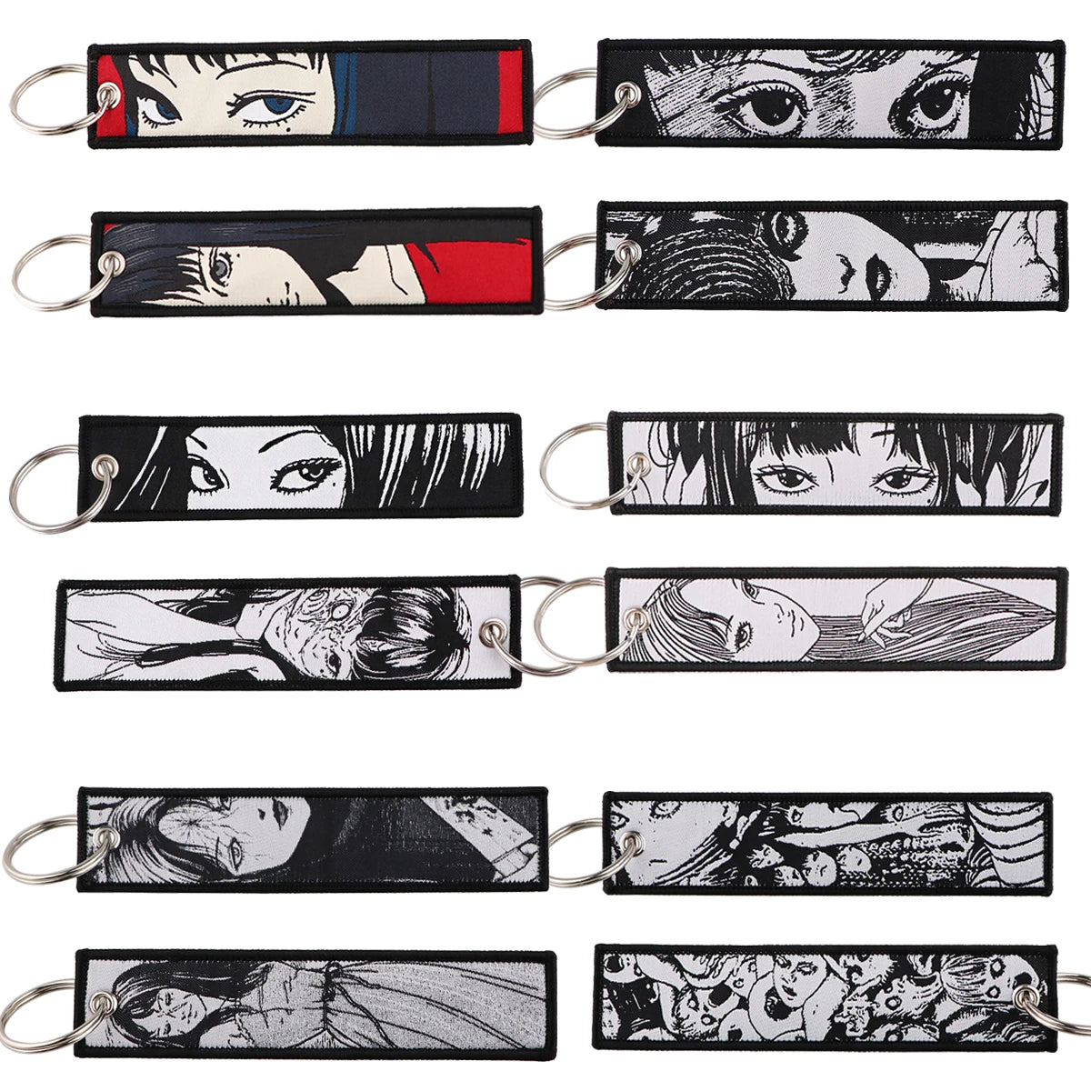 Popular Anime Character Embroidery Keychain Cool Cartoon Key Tag Motorcycles Cars Backpack Chaveiro Fashion Keyring Friend Gifts