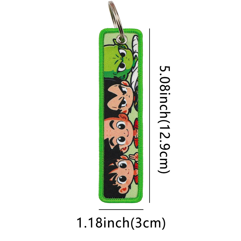 Popular Anime Character Embroidery Keychain Cool Cartoon Key Tag Motorcycles Cars Backpack Chaveiro Fashion Keyring Friend Gifts