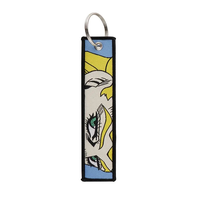 Anime JOJO's Bizarre Adventure Embroidery Keychain – Woven Fabric Pendant, Decorative Key Chain for Bags, Business Gift for Fans