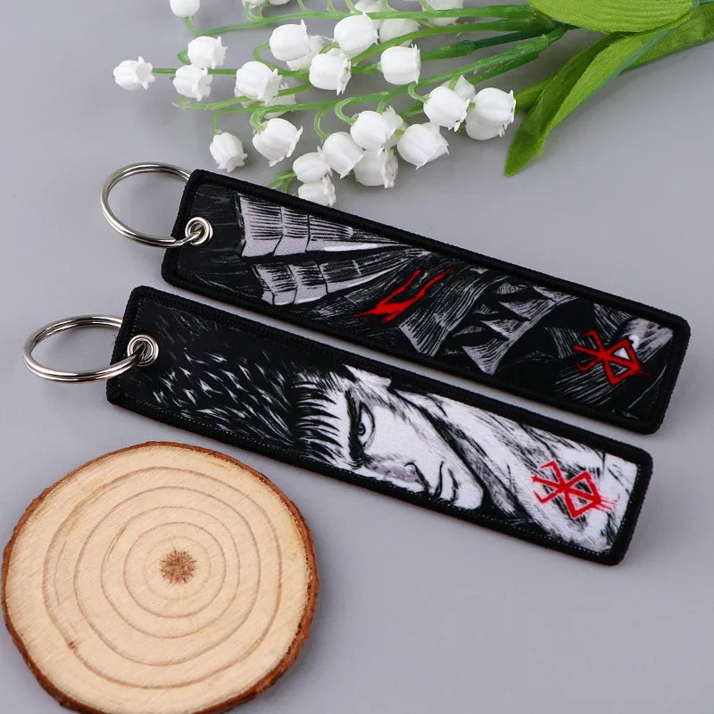 Anime JOJO's Bizarre Adventure Embroidery Keychain – Woven Fabric Pendant, Decorative Key Chain for Bags, Business Gift for Fans