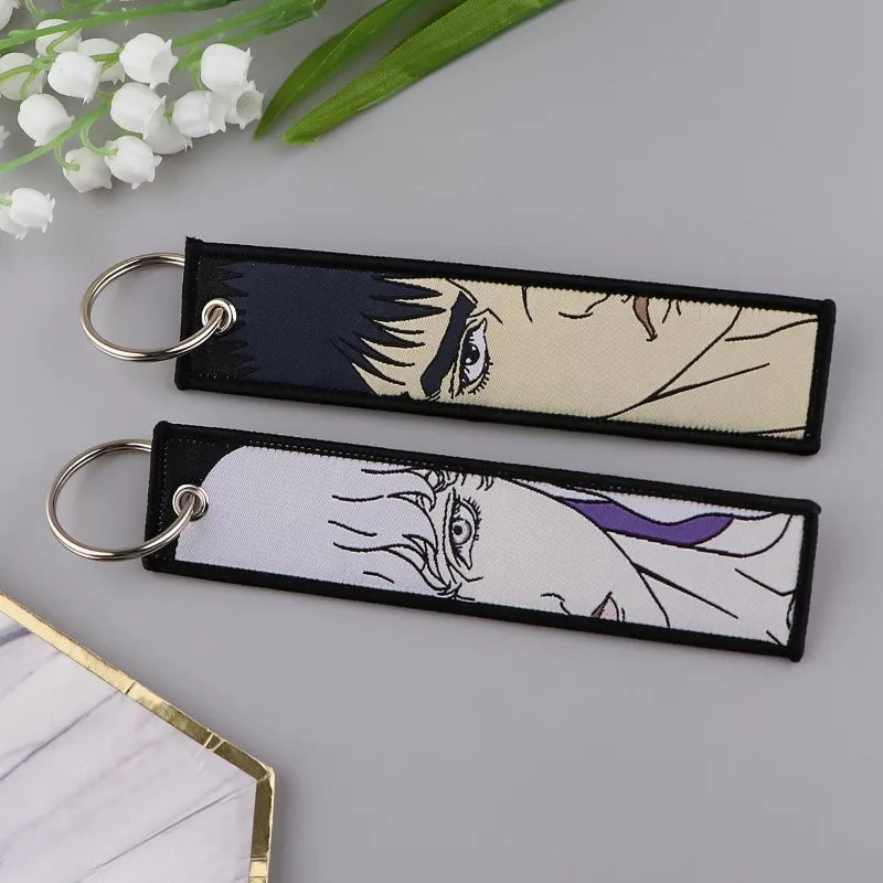 Anime JOJO's Bizarre Adventure Embroidery Keychain – Woven Fabric Pendant, Decorative Key Chain for Bags, Business Gift for Fans