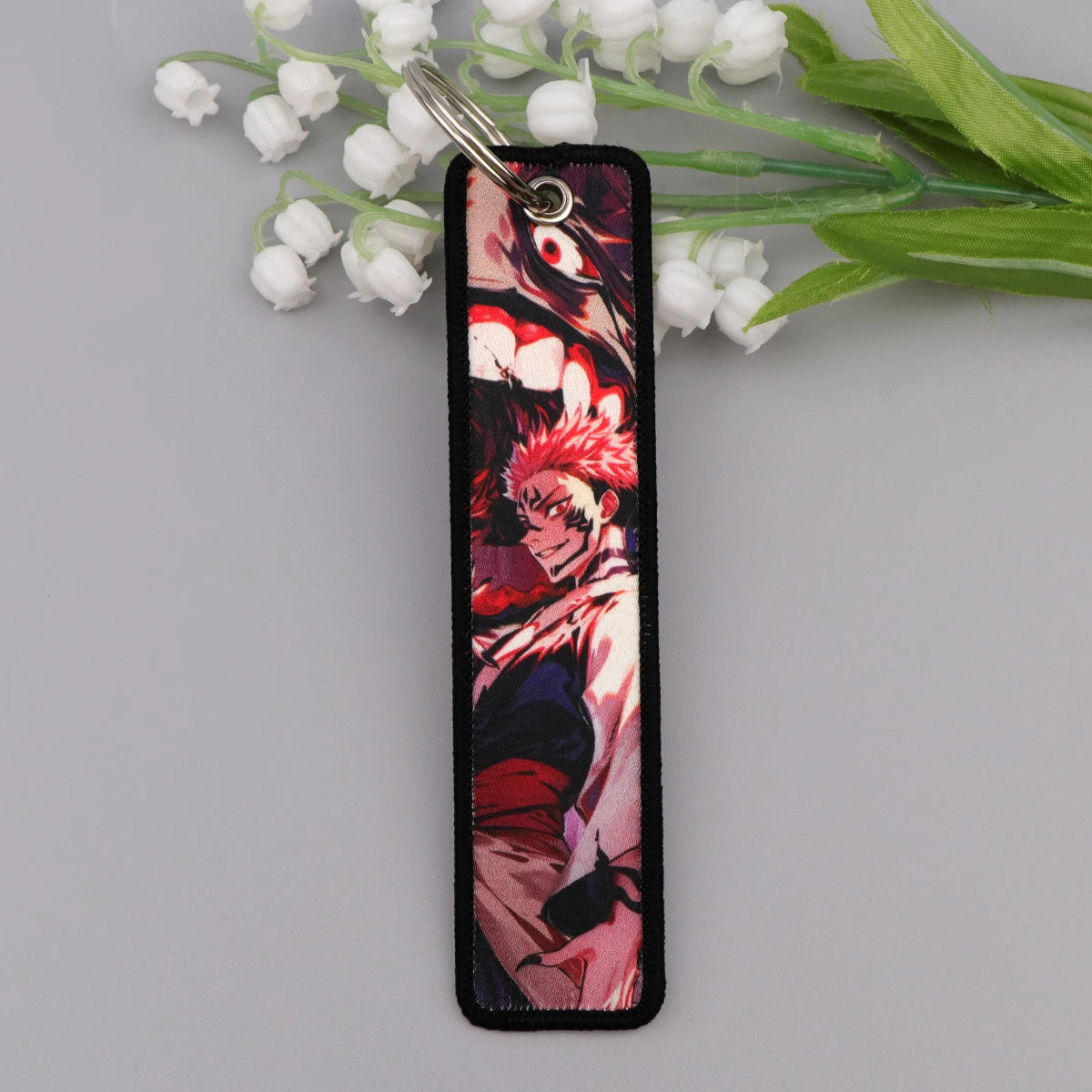 Anime Embroidery Key Fobs Manga Key Tags Keychains for Women Men Car Keyring Cosplay Accessories Chaveiro Fans Gift