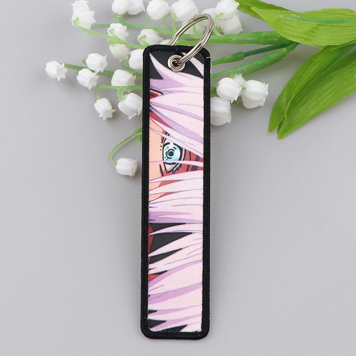 Anime Embroidery Key Fobs Manga Key Tags Keychains for Women Men Car Keyring Cosplay Accessories Chaveiro Fans Gift