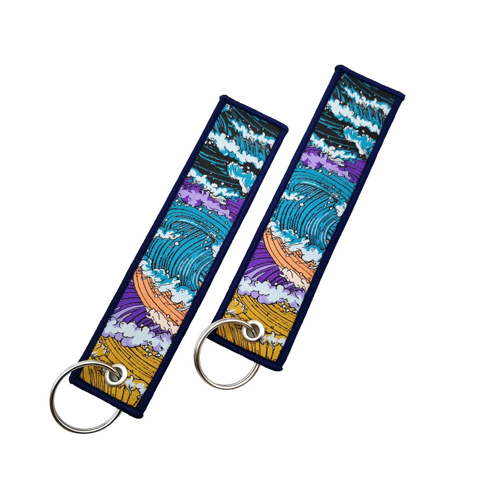 Men's Wallets Keychain Embroidered Fabric Keyring Keychain for Car Motorcycle Keys Key Organizer Holder Biker Accessories Gift