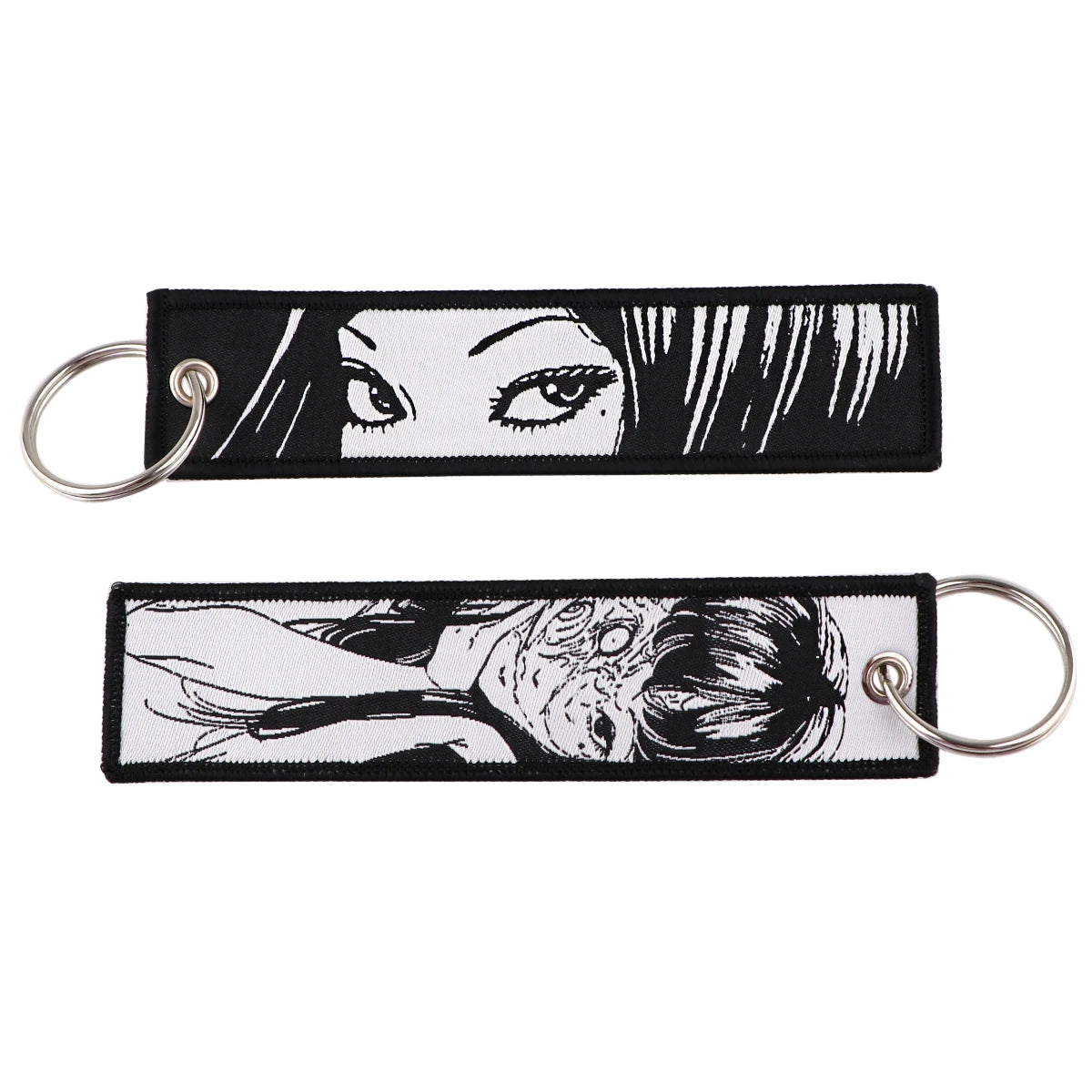 Japanese Horror Anime Keychain for Motorcycles Cars Key Fobs Embroidery Key Ring  Key Tag for Men Women Accessories