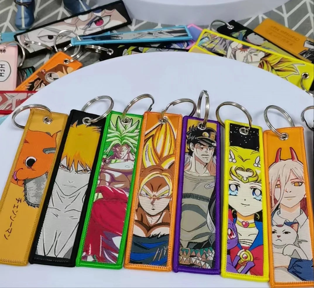 Anime Embroidery Jet Key Tag Comic Key chain Key Fobs Cartoon Keychains Accessories For Motorcycles Key ring wholesale Pendant