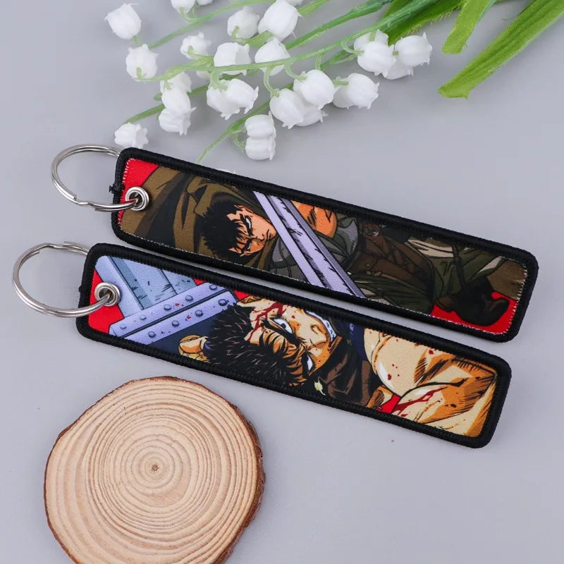 Anime JOJO's Bizarre Adventure Embroidery Keychain – Woven Fabric Pendant, Decorative Key Chain for Bags, Business Gift for Fans