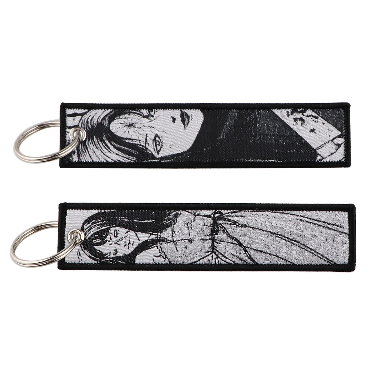 Japanese Horror Anime Keychain for Motorcycles Cars Key Fobs Embroidery Key Ring  Key Tag for Men Women Accessories