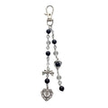 Black Clear Bead Keychain Cool Y2K Phone Charm Girls Bowknot Heart Keychain Handmade DIY Accessories