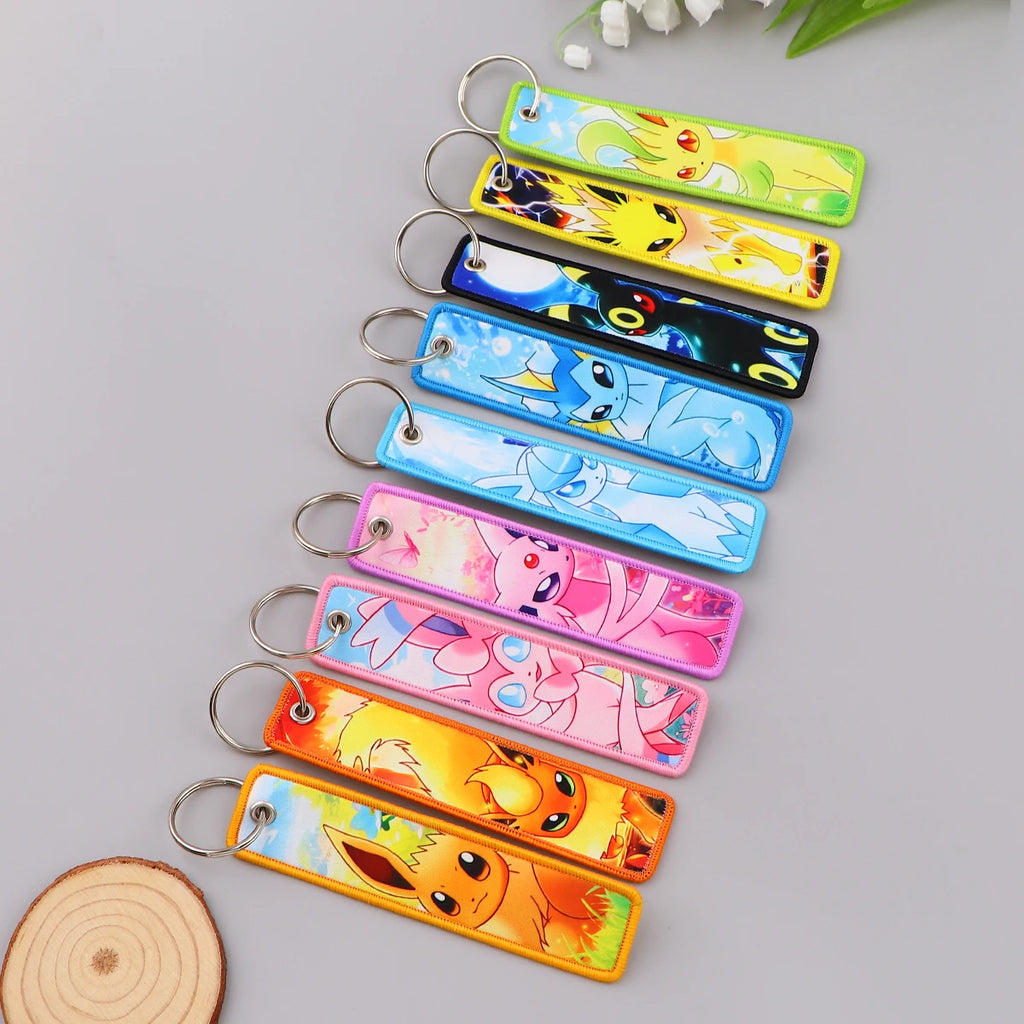 Popular Anime Character Embroidery Keychain Cool Cartoon Key Tag Motorcycles Cars Backpack Chaveiro Fashion Keyring Friend Gifts