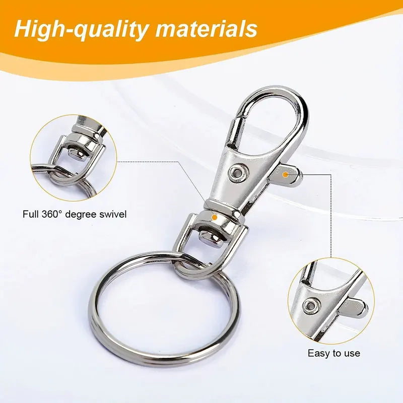 Keychain Making Kit 25PCS Keychain Clips Hooks and 25PCS Key Chain Rings Keychain Accessories, Lobster Claw Clasps for Crafts