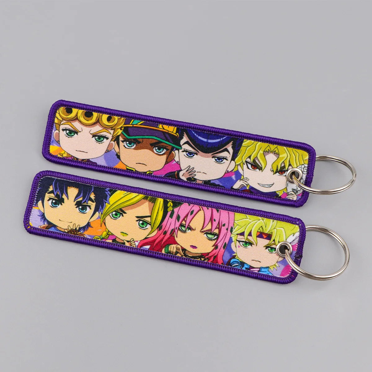 Popular Anime Character Embroidery Keychain Cool Cartoon Key Tag Motorcycles Cars Backpack Chaveiro Fashion Keyring Friend Gifts