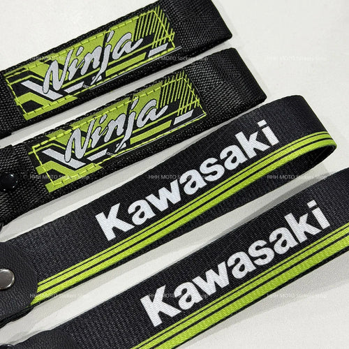 Car Keychain for Kawasaki Both Sides Woven Label Key Embroidery Pendant Tags Motorcycle Keychain Rectangle Keyring
