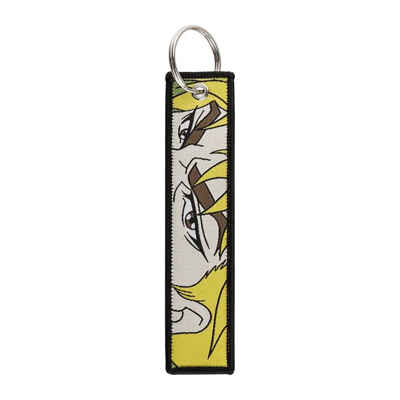 Anime JOJO's Bizarre Adventure Embroidery Keychain – Woven Fabric Pendant, Decorative Key Chain for Bags, Business Gift for Fans