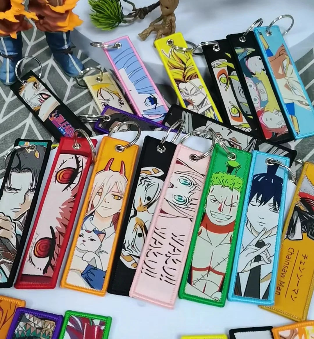 Anime Embroidery Jet Key Tag Comic Key chain Key Fobs Cartoon Keychains Accessories For Motorcycles Key ring wholesale Pendant