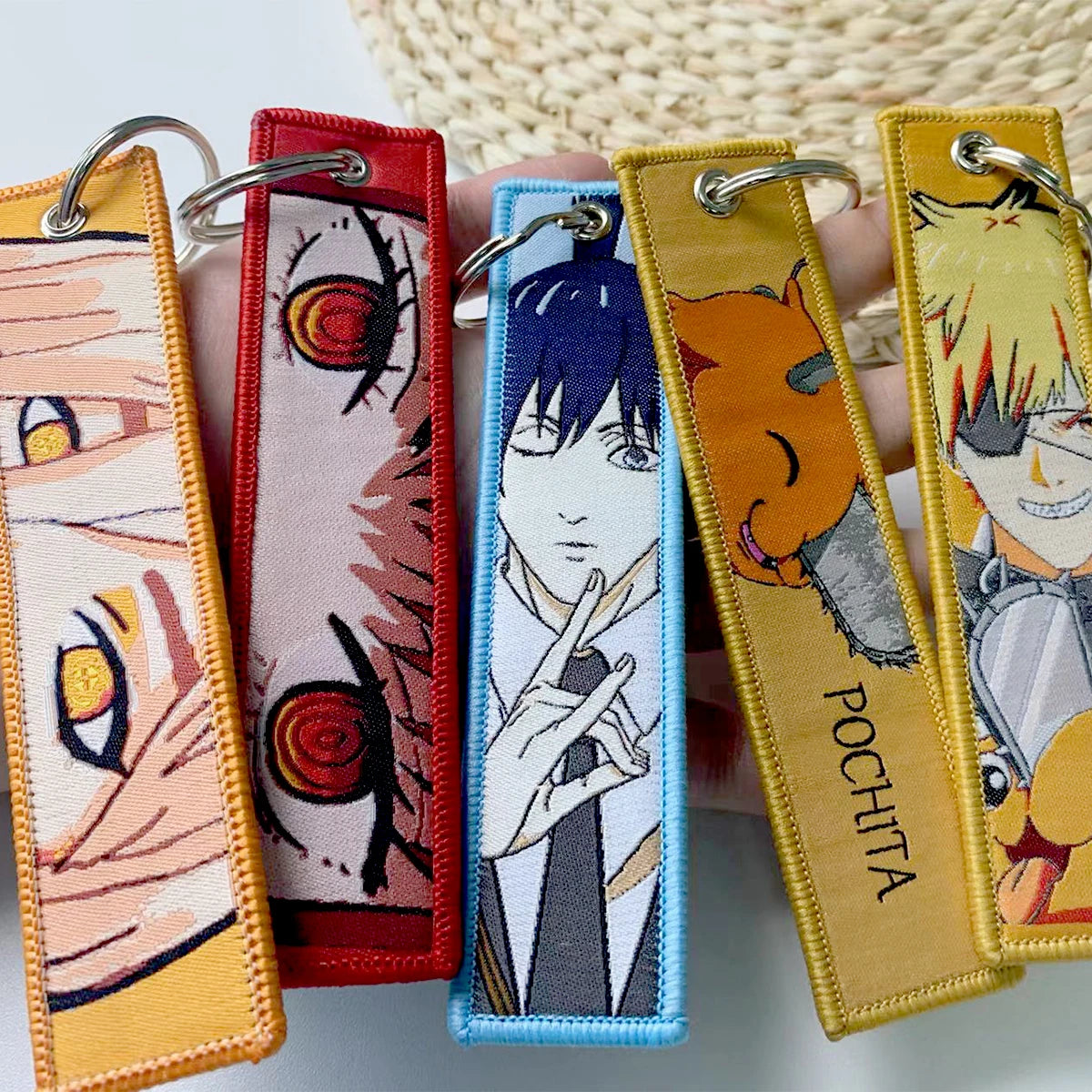 Anime Embroidery Jet Key Tag Comic Key chain Key Fobs Cartoon Keychains Accessories For Motorcycles Key ring wholesale Pendant