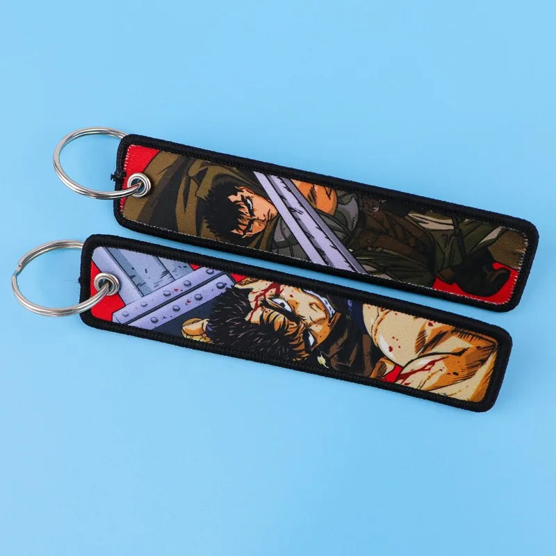 Anime JOJO's Bizarre Adventure Embroidery Keychain – Woven Fabric Pendant, Decorative Key Chain for Bags, Business Gift for Fans