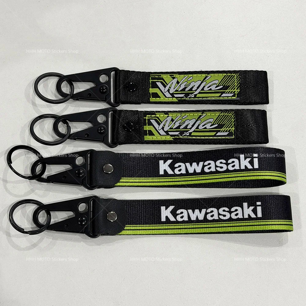 Car Keychain for Kawasaki Both Sides Woven Label Key Embroidery Pendant Tags Motorcycle Keychain Rectangle Keyring