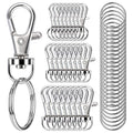Keychain Making Kit 25PCS Keychain Clips Hooks and 25PCS Key Chain Rings Keychain Accessories, Lobster Claw Clasps for Crafts