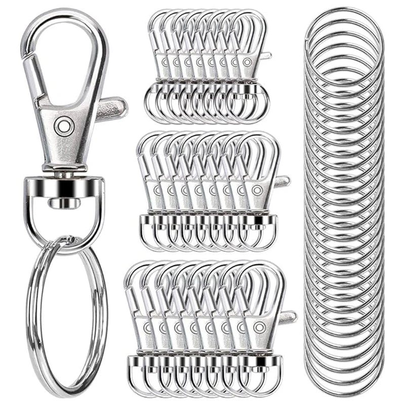 Keychain Making Kit 25PCS Keychain Clips Hooks and 25PCS Key Chain Rings Keychain Accessories, Lobster Claw Clasps for Crafts