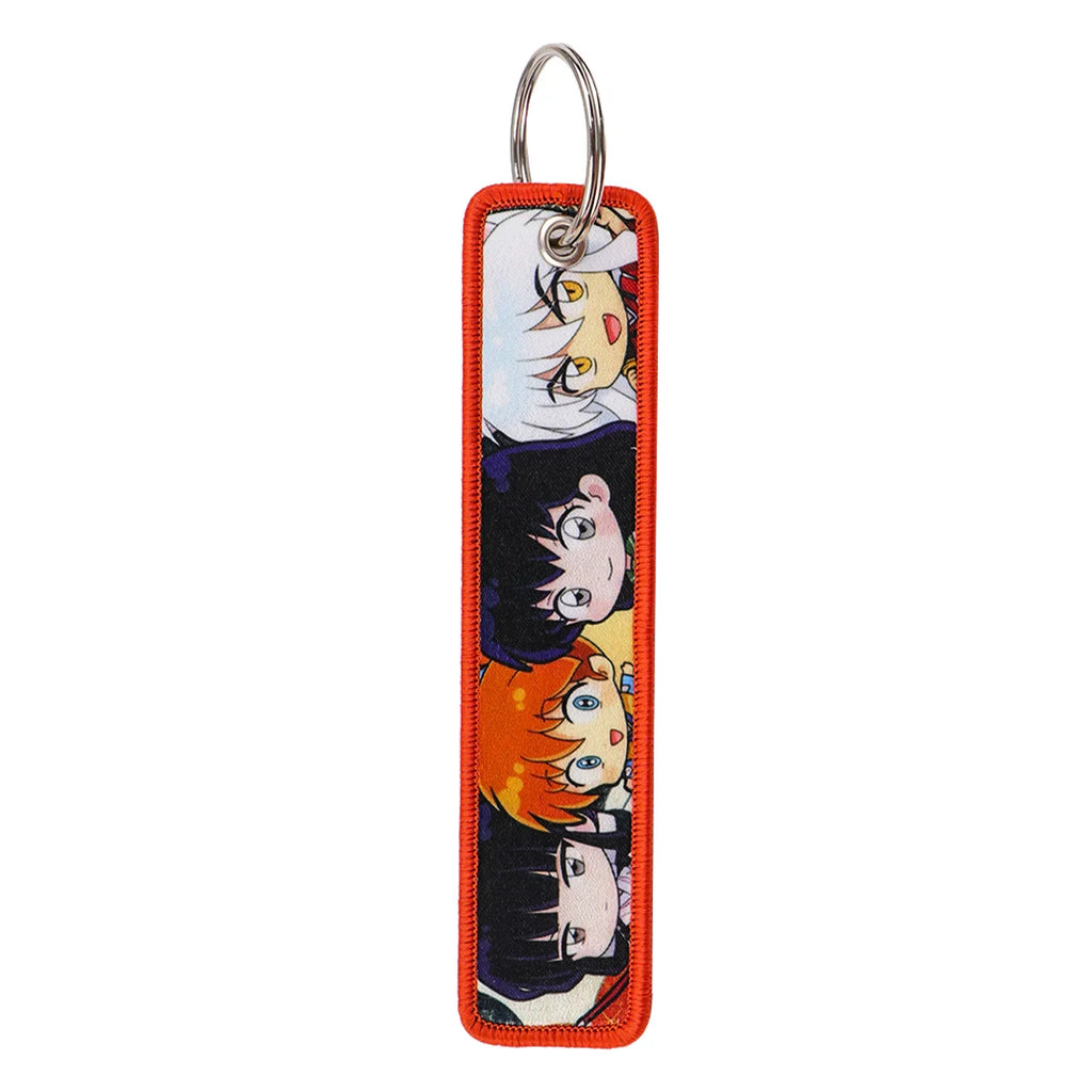 Popular Anime Character Embroidery Keychain Cool Cartoon Key Tag Motorcycles Cars Backpack Chaveiro Fashion Keyring Friend Gifts