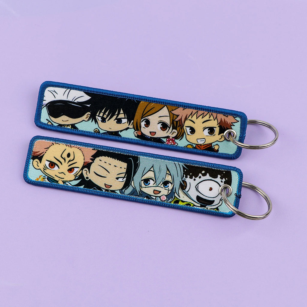Anime Embroidery Key Fobs Manga Key Tags Keychains for Women Men Car Keyring Cosplay Accessories Chaveiro Fans Gift
