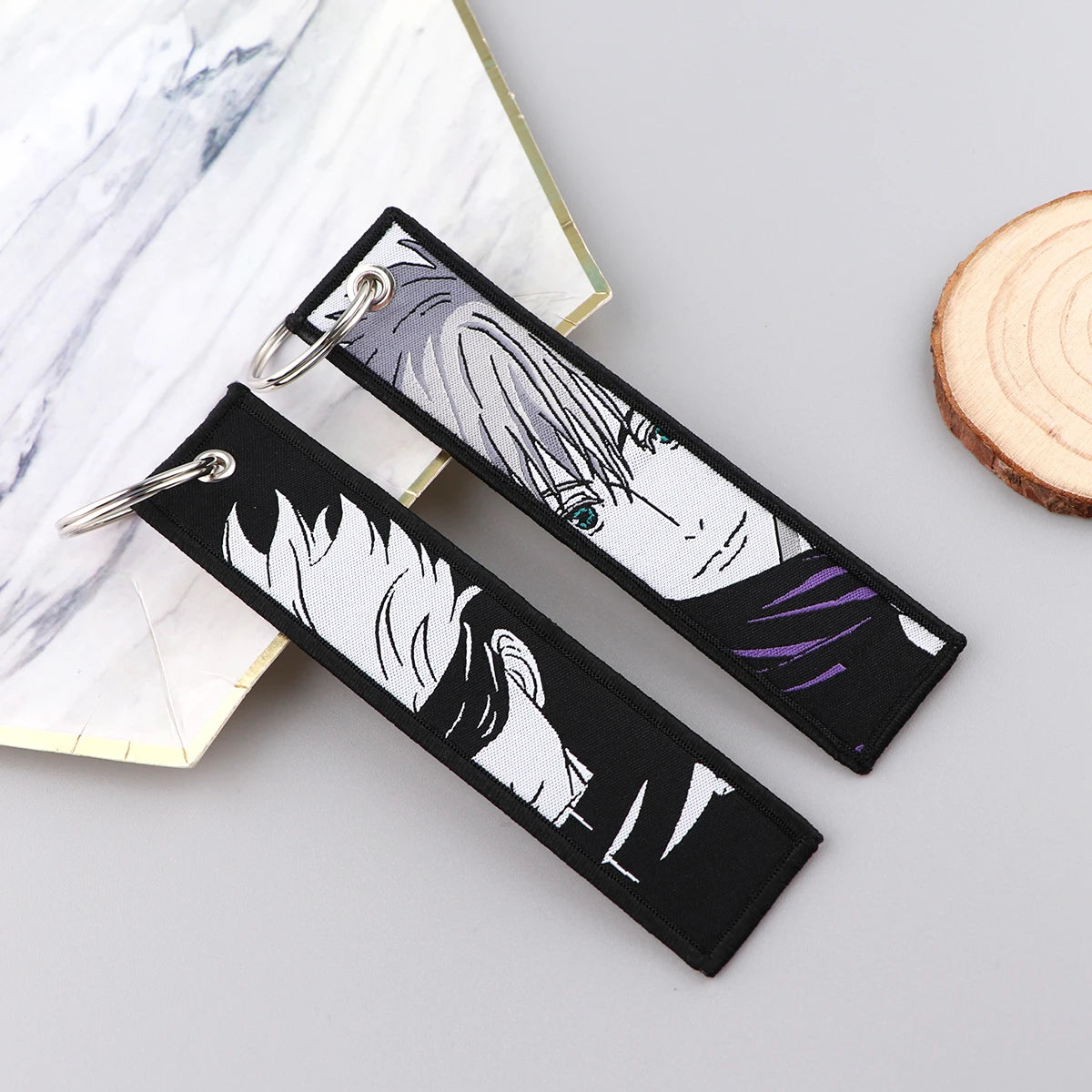 Anime Embroidery Key Fobs Manga Key Tags Keychains for Women Men Car Keyring Cosplay Accessories Chaveiro Fans Gift