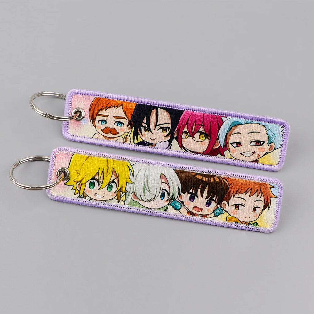 Popular Anime Character Embroidery Keychain Cool Cartoon Key Tag Motorcycles Cars Backpack Chaveiro Fashion Keyring Friend Gifts